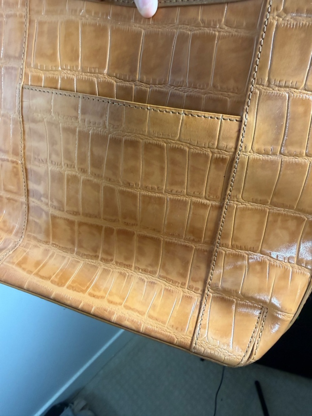 Faux Croc Embossed Western Vegan Leather Bag - Picture 8 of 10